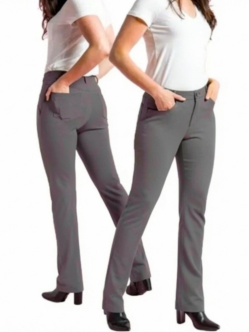 NWT Betabrand Jeanie Straight Leg Dress Pants Yoga Pants in Charcoal sz XL